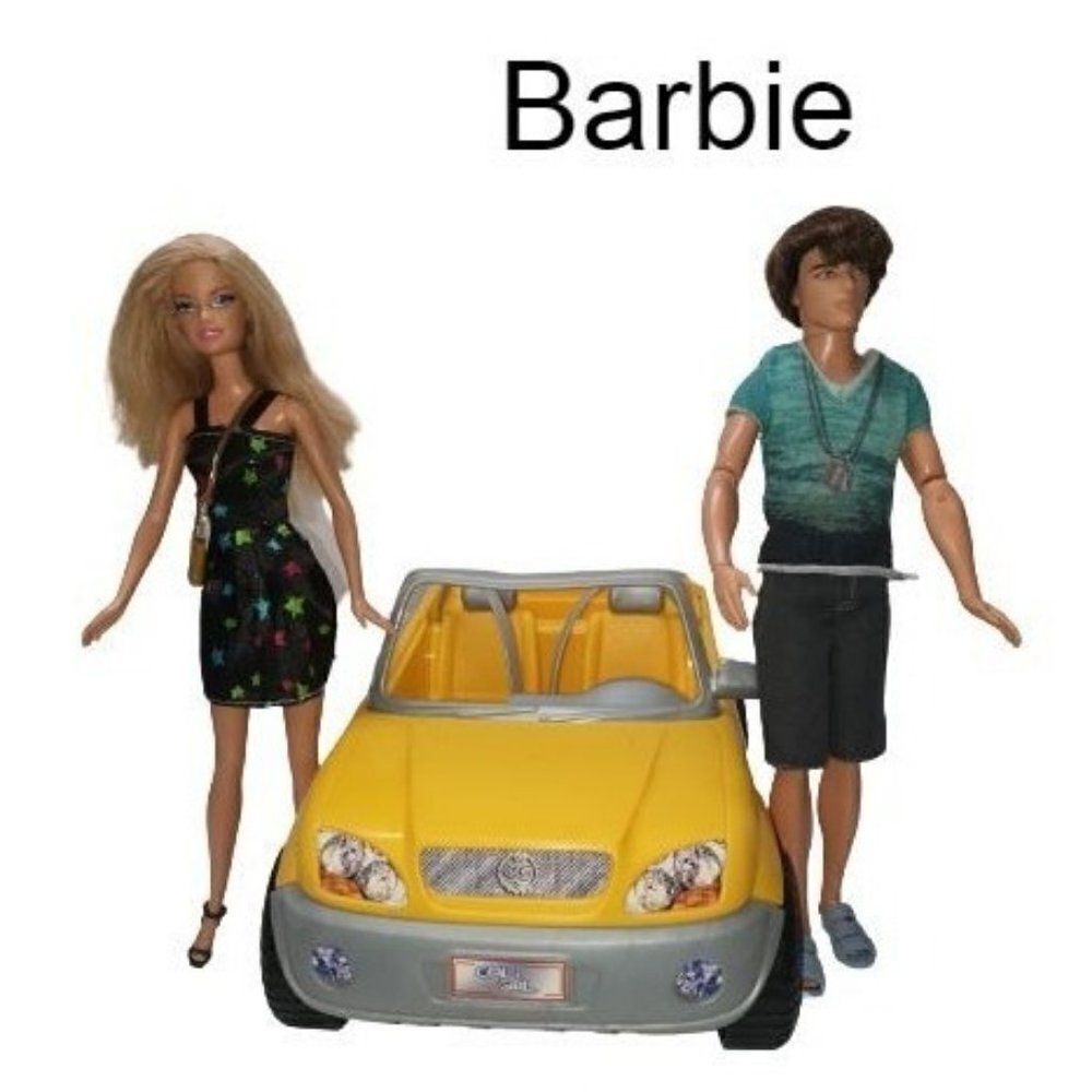Barbie Dolls Vintage 2003 Mattel Yellow Cali Girl 4x4 Jeep Vehicle Playset